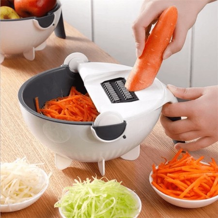 Magic Multi functional Rotate Vegetable Cutter With Drain Basket